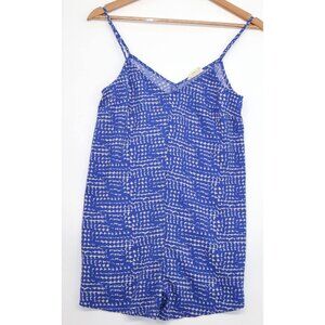 Blue & White Printed Spaghetti Strap Romper By Open Edit Baddie